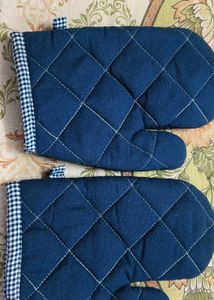 Navy Quilted Oven Mitts - Pair