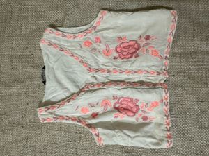 Embroidered White Kurta Top