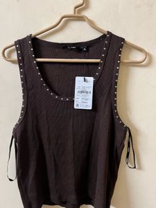 Studded Ribbed Tank Top