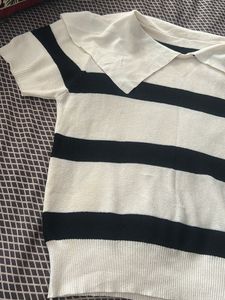 Striped Sweater with Peter Pan Collar
