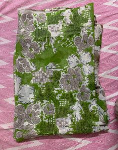 Green Floral Saree Without Blouse