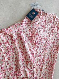 White Floral Print Kurta