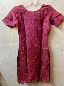 Elegant Chanderi Silk Purple Floral Kurta