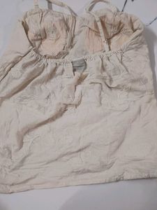Cream Embroidered Cami Top