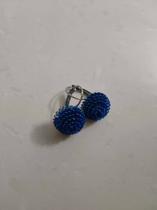 Unique Blue Wire Ball Earrings