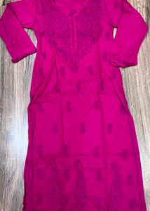 Vibrant Pink Embroidered Kurti