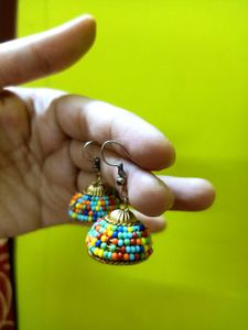 Colorful Beaded Jhumka Earrings