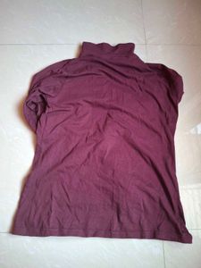 Maroon Mock Neck Thumbhole Top