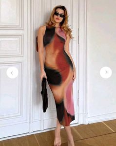 Abstract Print Bodycon Midi Dress (XL)
