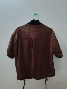 Vintage Brown Linen Blend Shirt✨