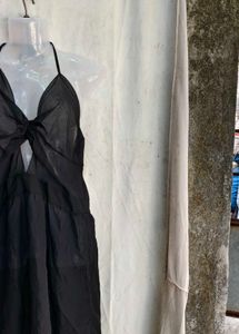 Sheer Black Halter Neck Dress