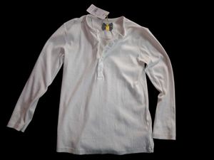 Men's White Ribbed Henley T-Shirt