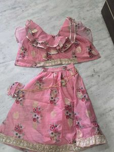 Pink Floral Lehenga Choli Set