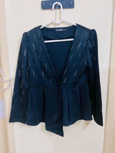 Stylish Embellished Peplum Top