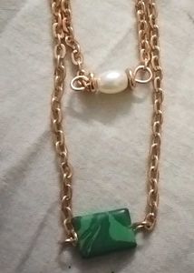 The Jade and pearl Gold toned necklace