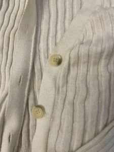 Cream Ribbed Button-Up Cardigan
