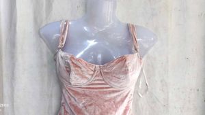 Pink Velvet Bustier Crop Top