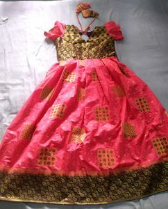 Handstitched Pink & Gold Anarkali 🌟✨️