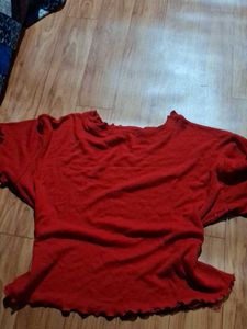 Cute Red Lettuce Trim Top