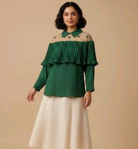 new Green off shoulder netted top