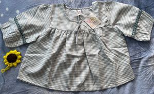 Gingham Puff Sleeve Top
