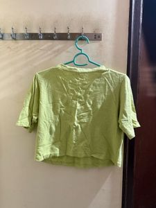 Lime Green Textured Crop Top
