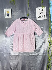 Pink Floral Cotton Kurta