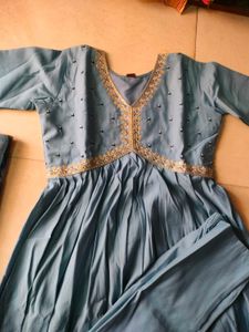 Teal Embroidered Kurta Set