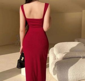 Elegant Red Bodycon Midi Dress