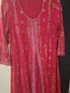 Red Embellished Kurta