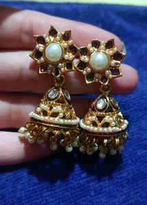 Elegant Jhumka Earrings with Pearls