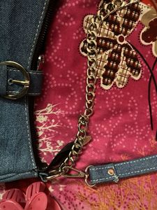Denim Shoulder Bag with Chain