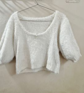 Cozy White Fuzzy Sweater