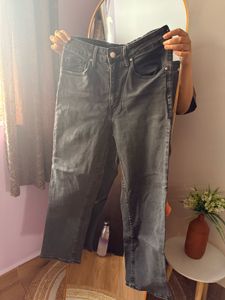 H&amp;M Grey Wash Wide Leg Jeans