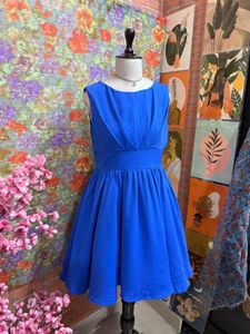 Vibrant Blue A-Line Fit &amp; Flare Dress