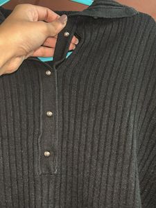 Black Ribbed Knit Top