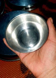 Set of 3 Stainless Steel Thali Plates with Bowls