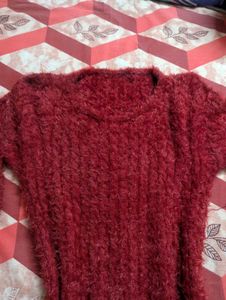 🍓Brick Red Faux Furr Sweater Dress🍓