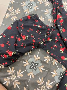 Black Floral Print Mini Dress