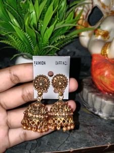 Beautiful Gold Tone Jhumka Earrings