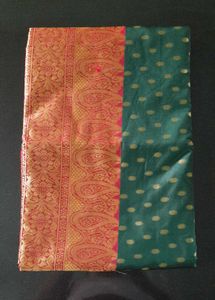 Elegant Green Saree with Gold Border