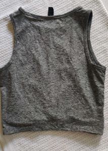 Gray Twist Front Sleeveless Crop Top
