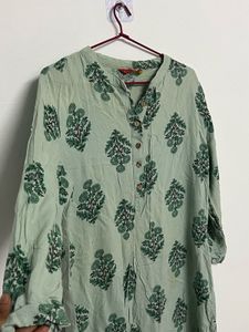 Light Green Printed Cotton Kurta