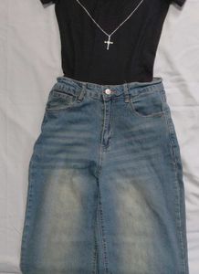 Vintage Wash Wide Leg Jeans