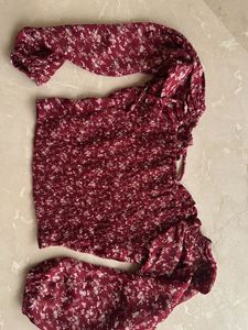 Maroon Floral Print Top
