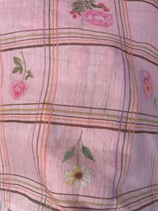 Light Pink Floral Checkered Fabric