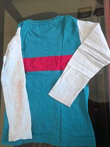 Teal &amp; White Graphic Long Sleeve Tee