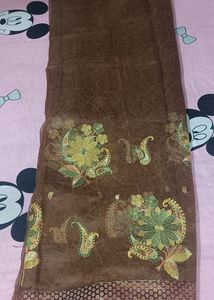 Coffee Brown Chanderi Cotton Saree