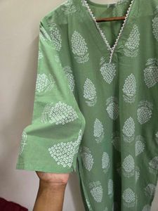 Green Printed Kurta