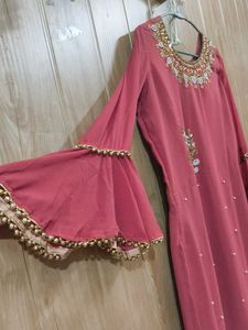 💋pinkish Red Kurta Set with skirt🥵